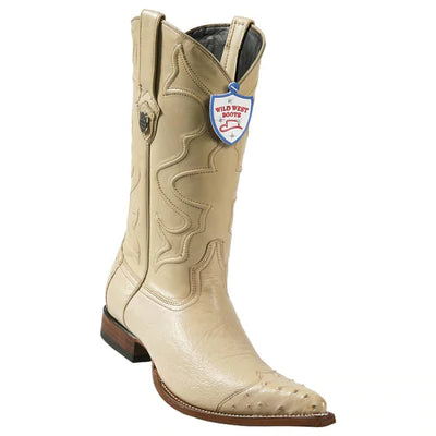 WEST BOOTS #2950411 MEN'S | COLOR ORYX | MEN'S WILD WEST SMOOTH OSTRICH 3X TOE WING TIP BOOTS HANDCRAFTED image 0