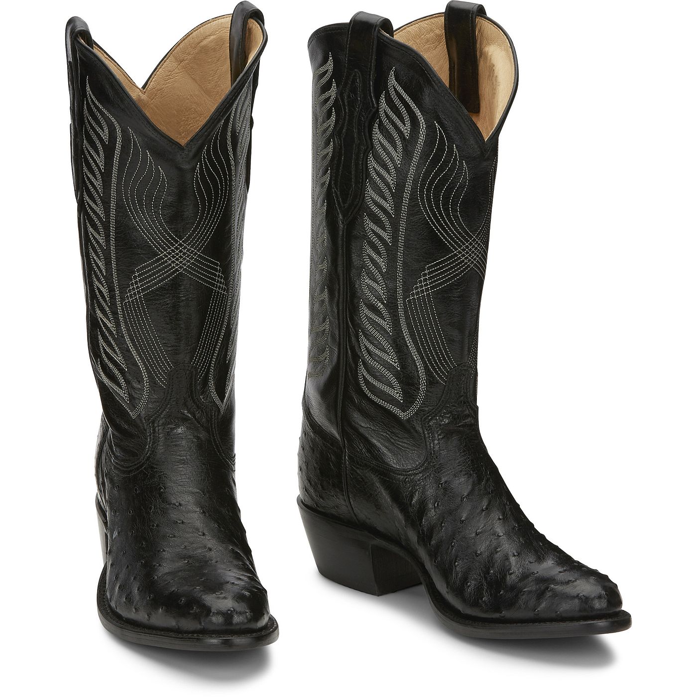Tony Lama Men's 13" McCandles Full Quill Ostrich Western Boot Black (8255)