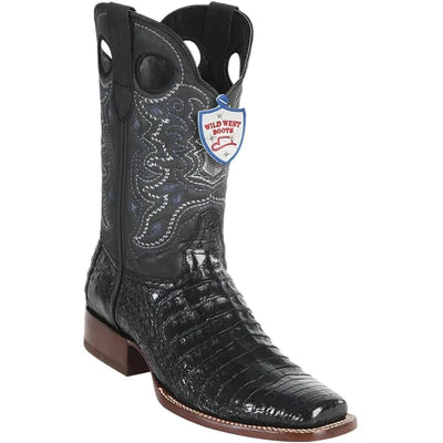 WILD WEST BOOTS #28188205 MEN'S | COLOR BLACK | MEN'S WILD WEST SQUARE TOE CAIMAN BELLY BOOTS HANDCRAFTED image 0