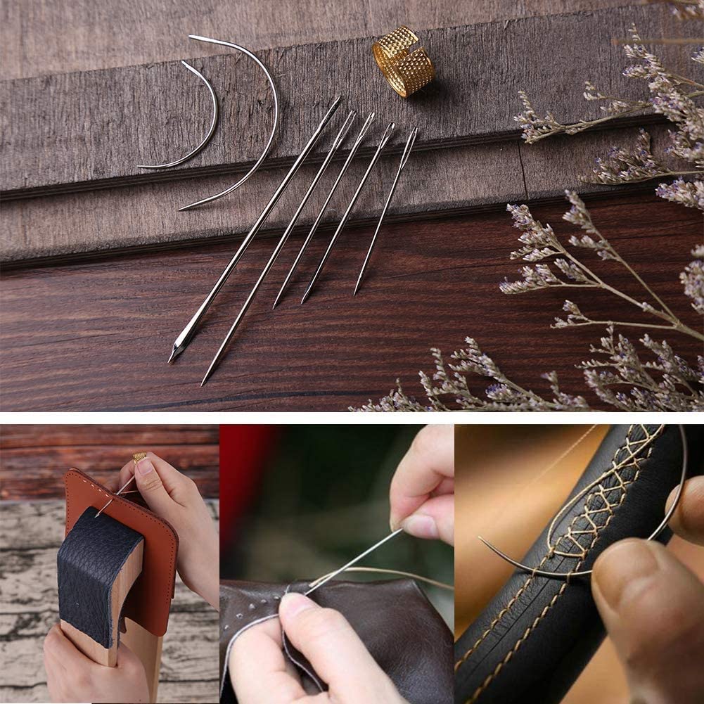 ZMAAGG 21Pcs Leather Sewing Upholstery Repair Kit, Leather Craft Stitching Kit Include 6 Color Waxed Thread, Awl, and Needles for Leather Repair, Leather Sewing Tool for Beginners and Professionals image 5