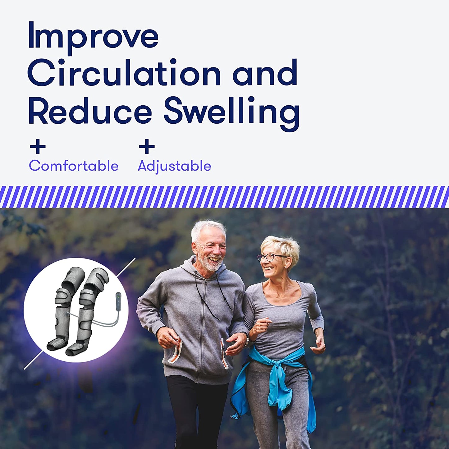 Perfecore Leg Massager with Heat Air Compression Foot Massager for Circulation Muscles Relaxation Adjustable Feet Calves Massager with 3 Pressure Levels & 7 Massager Modes, Small Knee Grey image 5