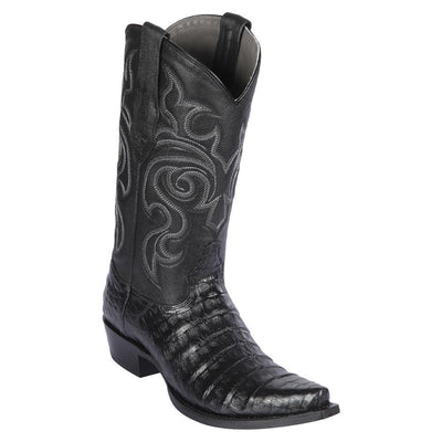 LOS ALTOS BOOTS MENS #948205 SNIP TOE | GENUINE CAIMAN BELLY BOOTS | COLOR BLACK image 0