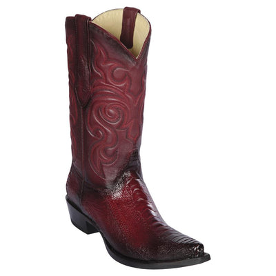 LOS ALTOS BOOTS MENS #940543 SNIP TOE | GENUINE OSTRICH LEG BOOTS | COLOR FADED BURGUNDY image 0