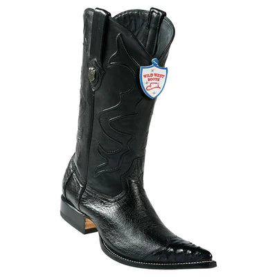 WEST BOOTS #2950405 MEN'S | COLOR BLACK | MEN'S WILD WEST SMOOTH OSTRICH 3X TOE WING TIP BOOTS HANDCRAFTED image 0