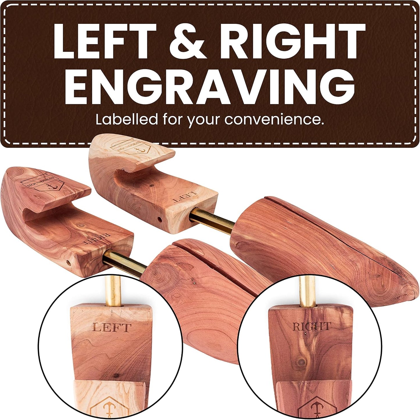 Cedar Shoe Trees 2-Pack — Aromatic Red Cedar, Men's Large 10–11