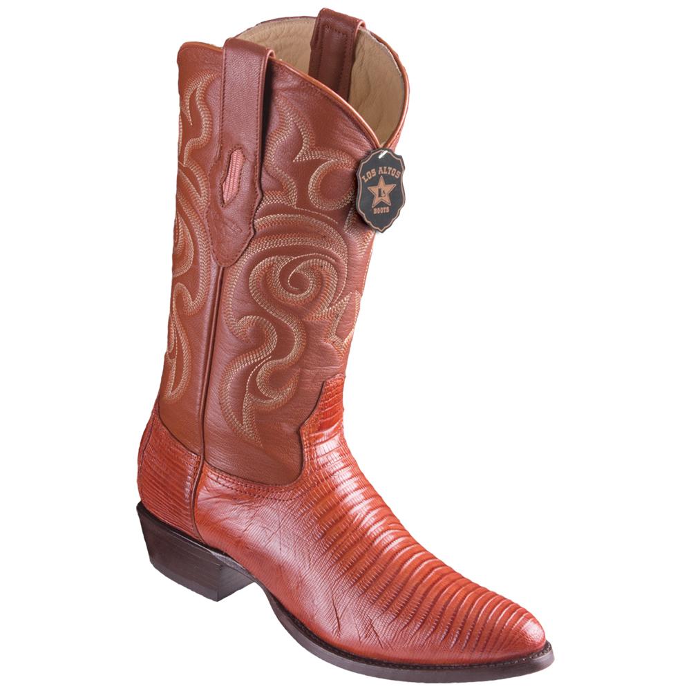 Los Altos Boots Mens #650703 Round Toe | Genuine Teju Lizard Boots Handcrafted | Color Cognac image 0
