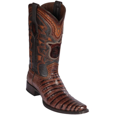 LOS ALTOS BOOTS MENS #768266 EUROPEAN SQUARE TOE | GENUINE CAIMAN BELLY BOOTS | COLOR PORTO BROWN image 0