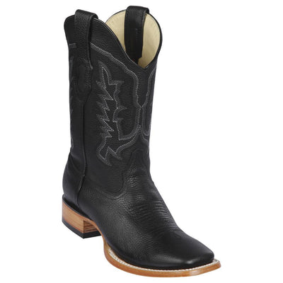 LOS ALTOS BOOTS MENS #8272705 WIDE SQUARE TOE | GENUINE GRISLY LEATHER BOOTS | COLOR BLACK image 0