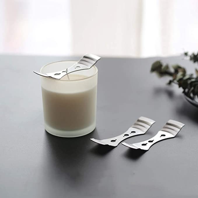 DINGPAI 20pcs Metal Candle Wick Centering Devices, Silver Stainless Steel Candle Wick Holder for Candle Making image 5