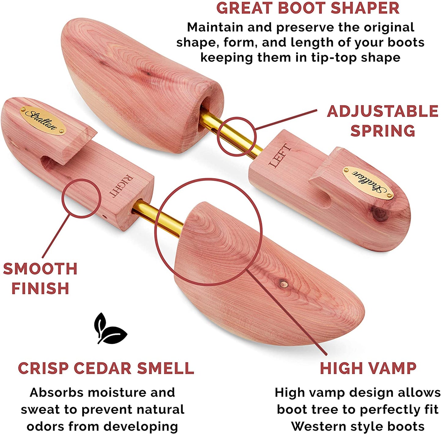 Stratton Cedar Western Cowboy Style Boot Tree For Men | Aromatic Red Cedar | Great Gift For Men! image 2