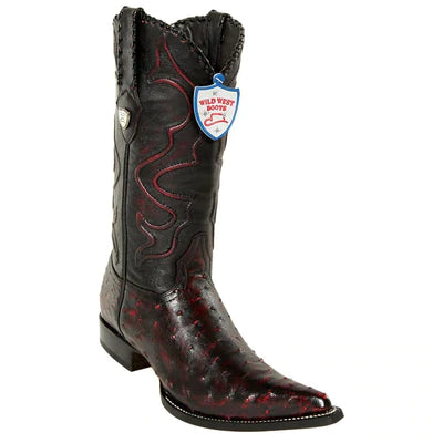WILD WEST BOOTS #2950318 MEN'S | COLOR BLACK CHERRY | MEN'S WILD WEST FULL QUILL OSTRICH 3X TOE BOOTS HANDCRAFTED image 0