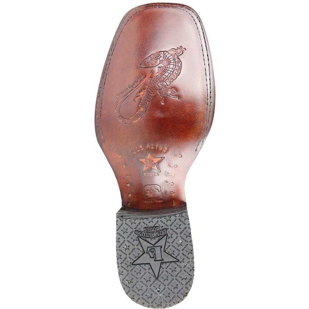 Los Altos Boots Mens #8220735 Wide Square Toe | Genuine Teju Lizard Leather Boots | Color Sanded Brown image 1