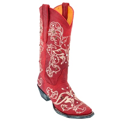 WOMEN'S LOS ALTOS BOOTS WITH HAND EMBROIDERY & SWAROVSKI STONES | COLOR RED (34S5012) image 0