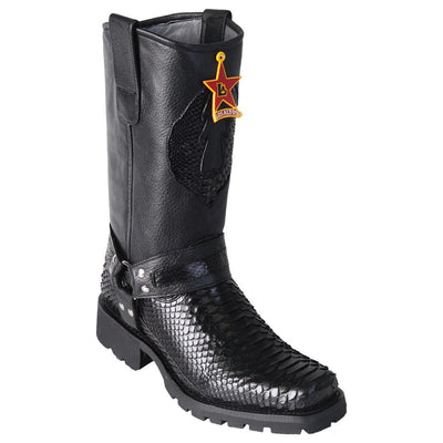 LOS ALTOS BOOTS MENS #55T5705 BIKER BOOT | GENUINE PYTHON SNAKESKIN LEATHER BOOTS | COLOR BLACK image 0