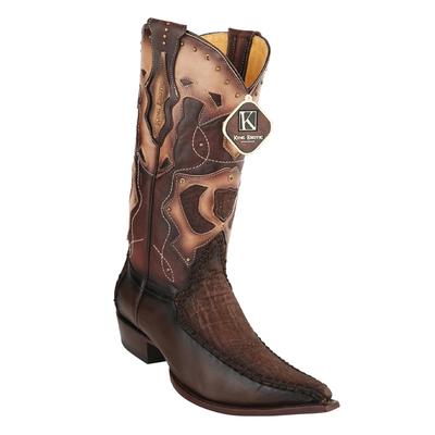 MEN'S KING EXOTIC ELEPHANT SKIN 3X TOE BOOTS BROWN BURNISHED (495V27007) image 0