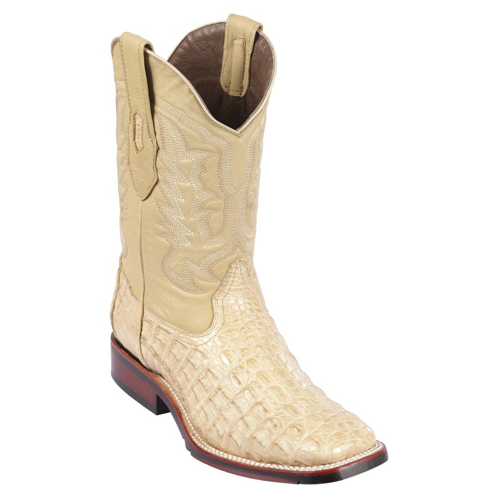 Los Altos Boots Mens #826A1811 Wide Square Toe | Genuine Caiman Flank Leather Boots | Color Oryx image 0