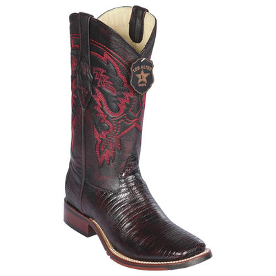 LOS ALTOS BOOTS MENS #8260718 WIDE SQUARE TOE | GENUINE TEJU LEATHER BOOTS | COLOR BLACK CHERRY image 0