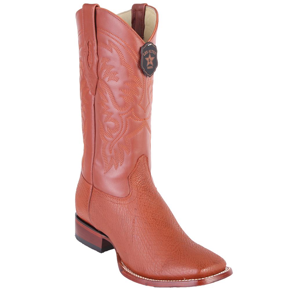 Los Altos Boots Mens #8220903 Wide Square Toe | Genuine Sharkskin Leather Boots | Color Cognac image 0