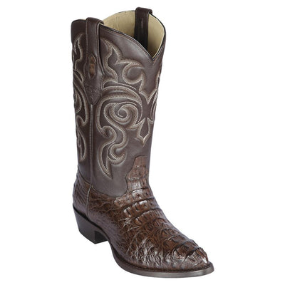 LOS ALTOS BOOTS MENS #990207 J TOE | GENUINE CAIMAN HORNACK BOOTS | COLOR BROWN image 0
