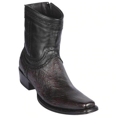 LOS ALTOS BOOTS MENS #76B9718 LOW SHAFT EUROPEAN SQUARE TOE | GENUINE SMOOTH OSTRICH LEATHER BOOTS | COLOR BLACK CHERRY image 0