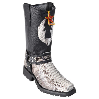 LOS ALTOS BOOTS MENS #55T5749 BIKER BOOT | GENUINE PYTHON SNAKESKIN LEATHER BOOTS | COLOR NATURAL image 0