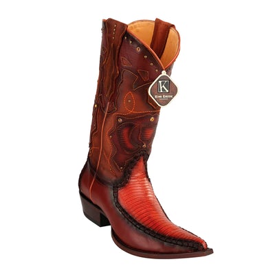 MEN'S KING EXOTIC BOOTS TEJU LIZARD BOOTS 3X TOE HANDCRAFTED COGNAC BURNISHED (495V20703) image 0