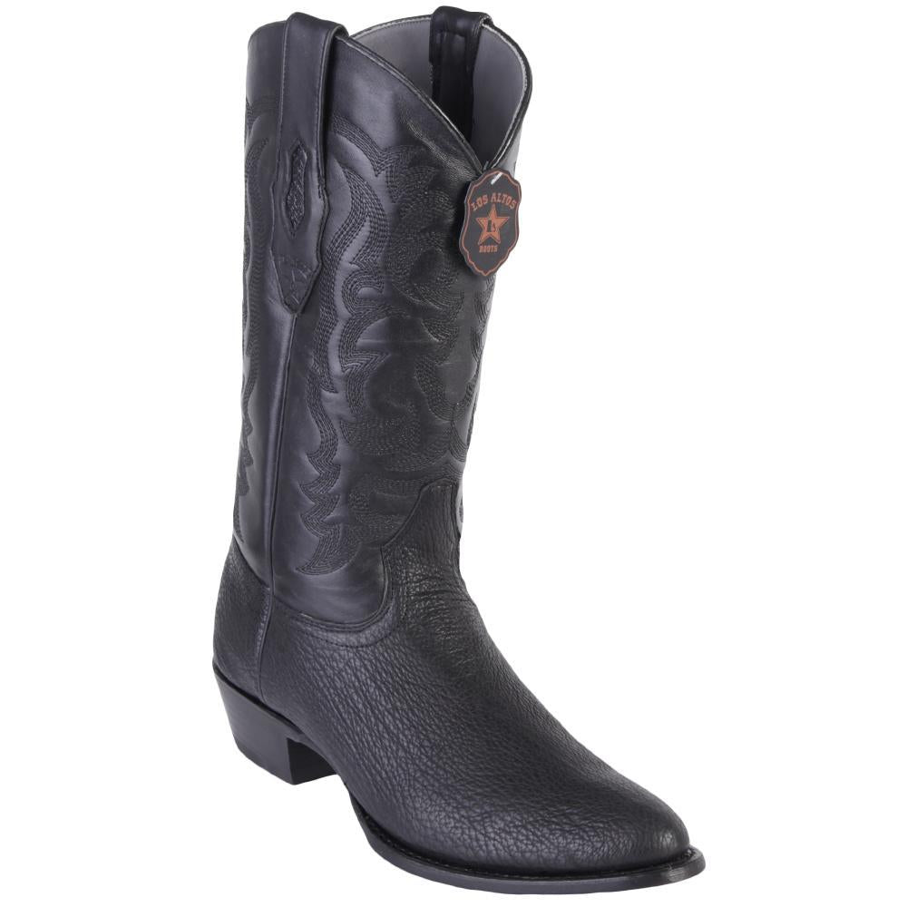 Los Altos Boots Mens #659305 Round Toe | Genuine Sharkskin Boots Handmade | Color Black image 0
