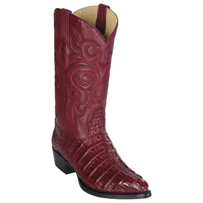 LOS ALTOS BOOTS MENS #990106 J TOE | GENUINE CAIMAN TAIL BOOTS | COLOR BURGUNDY image 0