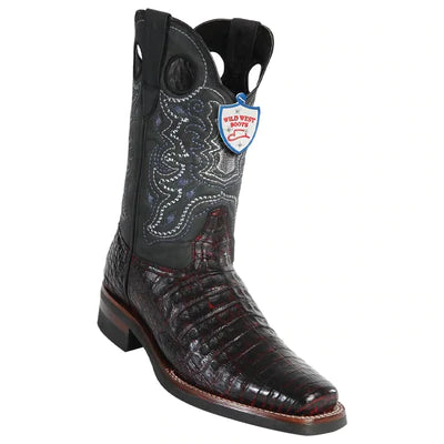 WILD WEST BOOTS #28198218 MEN'S | COLOR BLACK CHERRY | MEN'S WILD WEST CAIMAN BELLY BOOTS WITH RUBBER SOLE SQUARE TOE HANDCRAFTED image 0