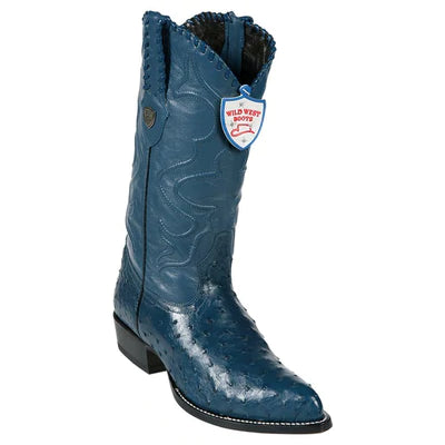 WEST BOOTS #2990314 MEN'S | COLOR BLUE JEAN | MEN'S WILD WEST FULL QUILL OSTRICH J TOE BOOTS HANDCRAFTED image 0