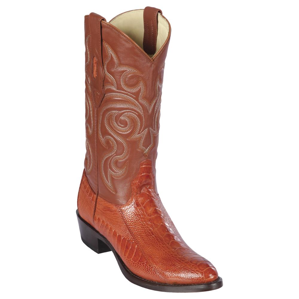 Los Altos Boots Mens #650503 Round Toe | Genuine Ostrich Leg Boots Handmade | Color Cognac image 0