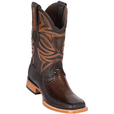 LOS ALTOS BOOTS MENS #82F0516 WIDE SQUARE TOE | GENUINE OSTRICH & DEER LEG SKIN BOOTS | COLOR FADED BROWN image 0