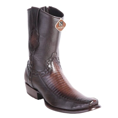 MEN'S KING EXOTIC LIZARD BOOTS WITH INSIDE ZIPPER DUBAI TOE HANDCRAFTED FADED BROWN (479B0716) image 0