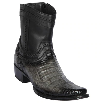 LOS ALTOS BOOTS MENS #76B8238 LOW SHAFT EUROPEAN SQUARE TOE | GENUINE CAIMAN BELLY LEATHER BOOTS | COLOR FADED GRAY image 0