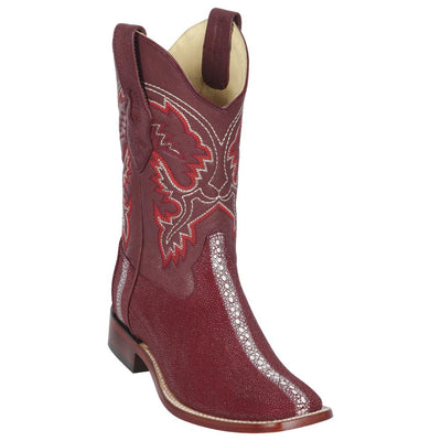 LOS ALTOS BOOTS MENS #8221106 WIDE SQUARE TOE | GENUINE STINGRAY ROWSTONE LEATHER BOOTS | COLOR BURGUNDY image 0