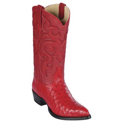 LOS ALTOS BOOTS MENS #990312 J TOE | GENUINE FULL QUILL OSTRICH BOOTS | COLOR RED image 0