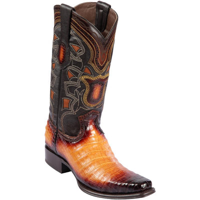 LOS ALTOS BOOTS MENS #768201 EUROPEAN SQUARE TOE | GENUINE CAIMAN BELLY BOOTS | COLOR FADED BUTTERCUP image 0