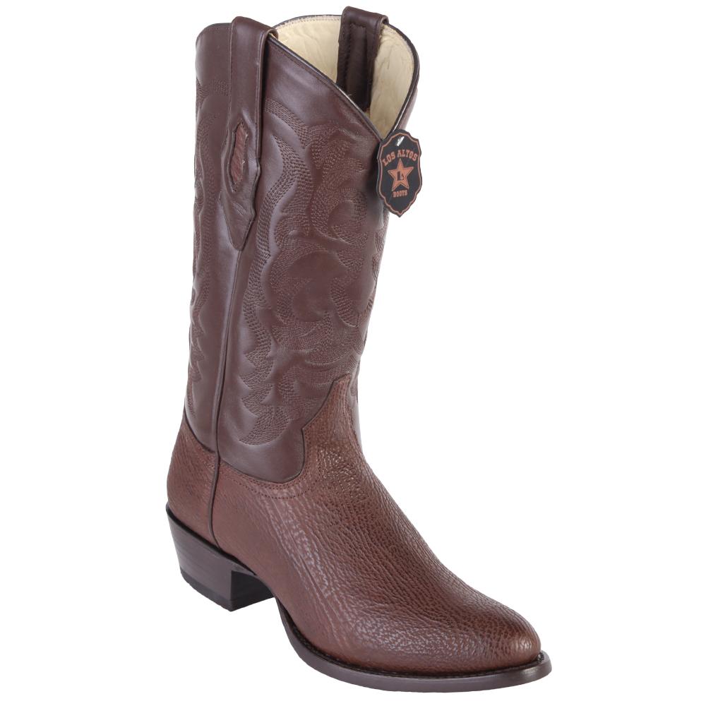 Los Altos Boots Mens #659307 Round Toe | Genuine Sharkskin Boots Handmade | Color Brown image 0