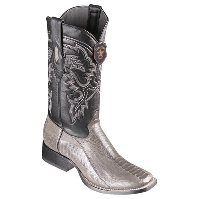 LOS ALTOS BOOTS MENS #8220509 WIDE SQUARE TOE | GENUINE OSTRICH LEG LEATHER BOOTS | COLOR GRAY image 0