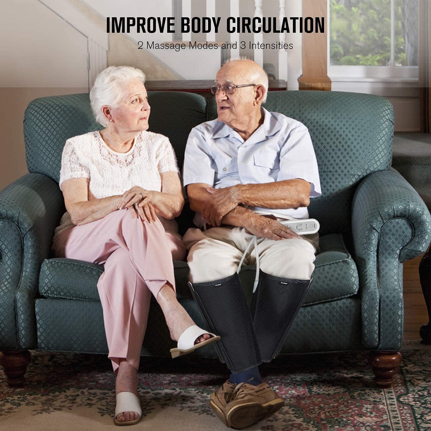 FIT KING Leg Massager for Circulation and Muscle Relaxation, Air Compression Calf Massager for Edema and RLS with 2 Modes 3 Intensities FT-008A image 6