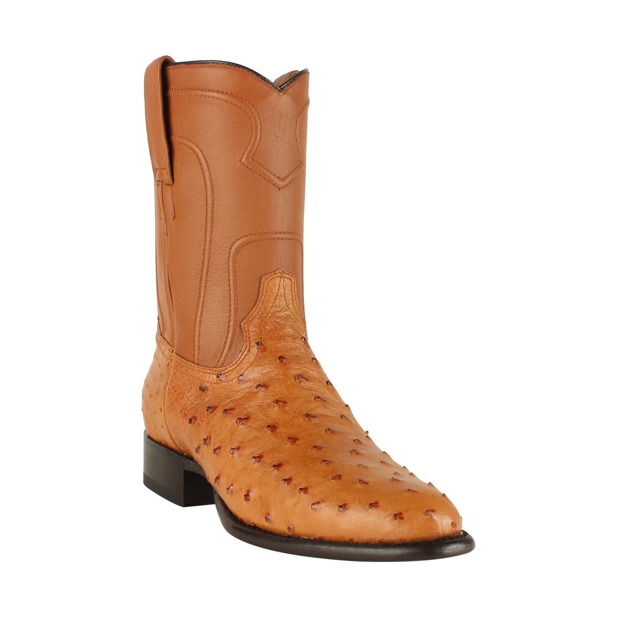 Los Altos Boots Mens #690351 Roper Style | Ostrich Boots Handcrafted | Color Honey image 0