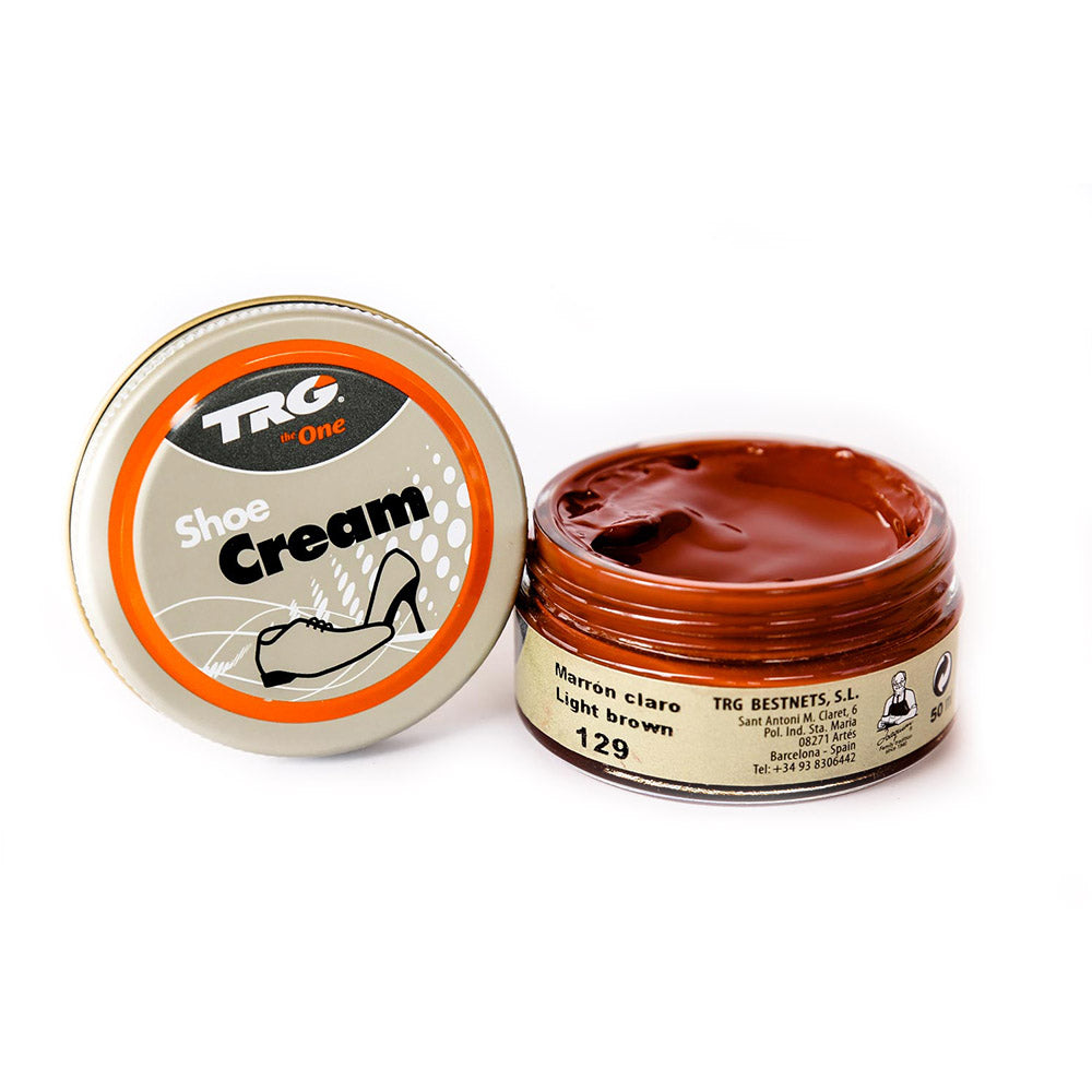 TRG Shoe Cream 1.7 Ounce Shoe Cream Amazing Vibrant Colors! | Shoe Care Self Shine Leather Boots, and Leather Shoes - #129 Light Brown image