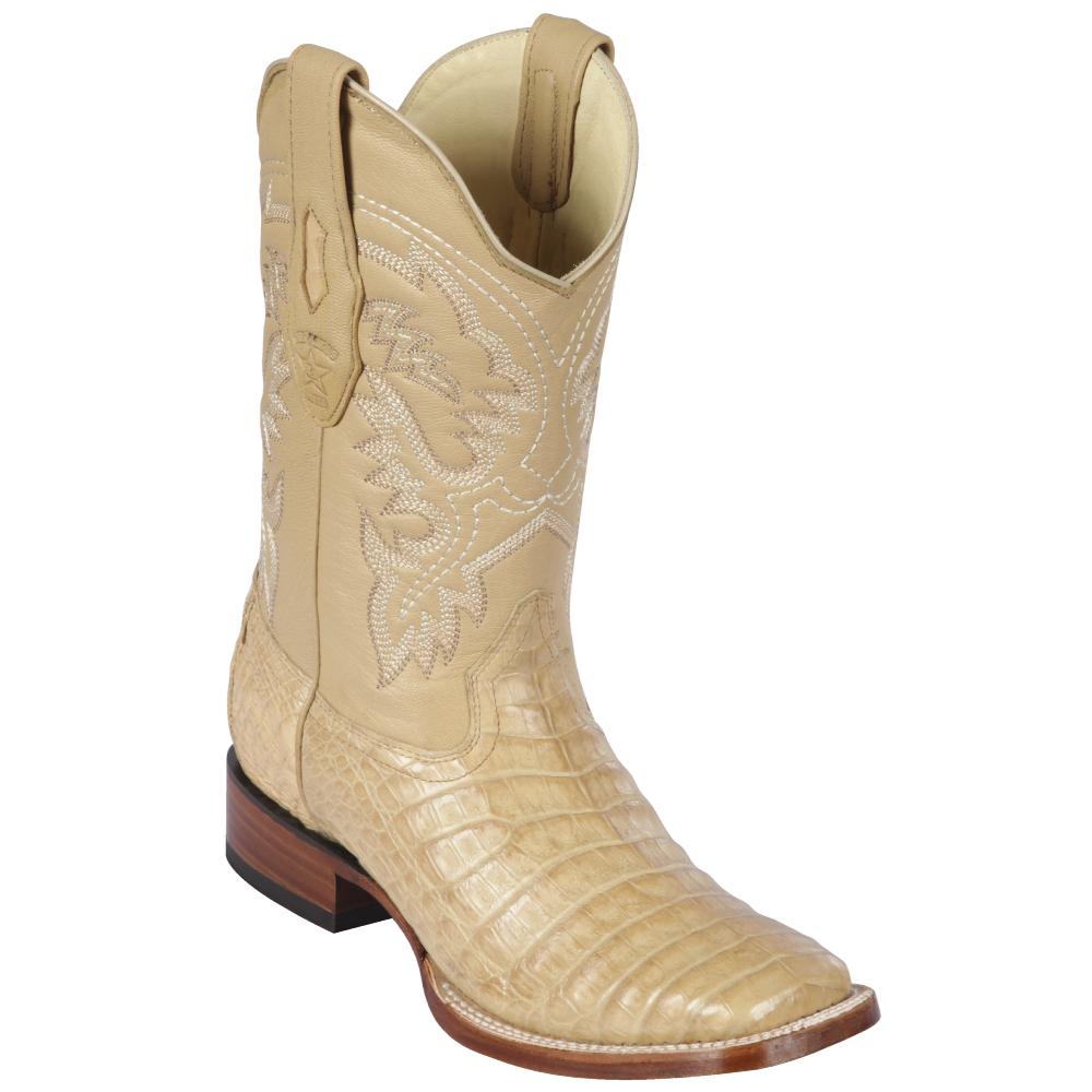 Los Altos Boots Mens #8228211 Wide Square Toe | Genuine Caiman Belly Leather Boots | Color Oryx image 0