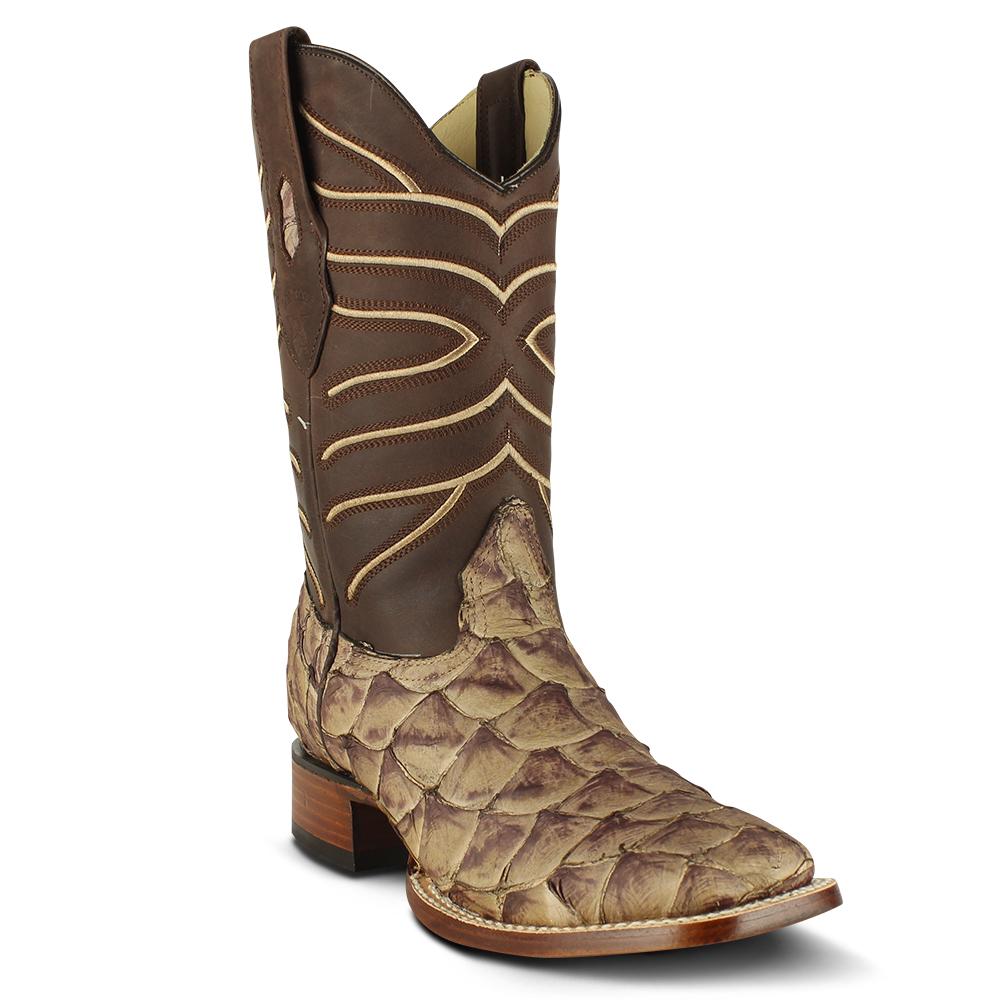 Los Altos Boots Mens #8221065 Wide Square Toe | Genuine Pirarucu Fish Boots | Color Matt Mink image 0
