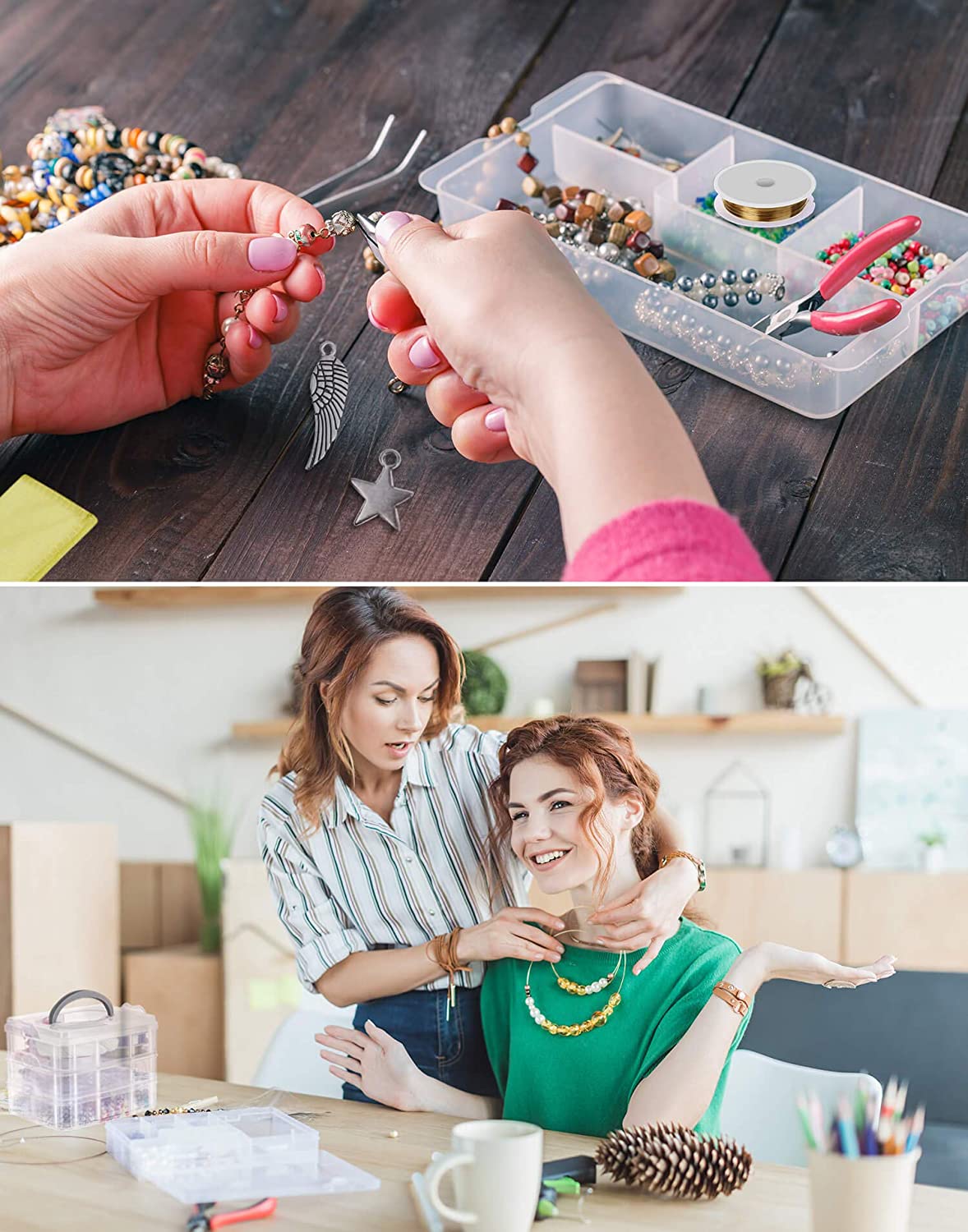 Jewelry Making Supplies, Cridoz Jewelry Making Tools Kit with Jewelry Pliers, Beading Wire, Jewelry Beads and Charms Findings for Jewelry Necklace Earring Bracelet Making Repair image 7