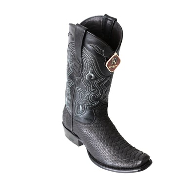 MEN'S KING EXOTIC PYTHON BOOTS DUBAI TOE HANDCRAFTED BLACK SUEDE FINISH (479N5705) image 0