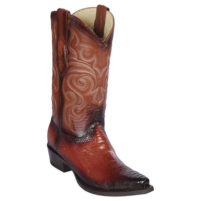 LOS ALTOS BOOTS MENS #940557 SNIP TOE | GENUINE OSTRICH LEG BOOTS | COLOR FADED COGNAC image 0