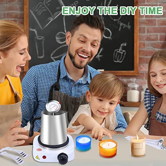 Candle Making Kit,Easy to Make Candle Soy Wax Kit,Including Soy Wax, Wicks,Melting Pot with Heat-Resistant Handle,Making Kit with Wax Melter hot Plate image 5