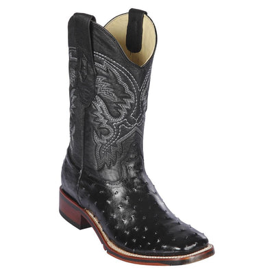 LOS ALTOS BOOTS MENS #8260305 WIDE SQUARE TOE | GENUINE OSTRICH LEATHER BOOTS | COLOR BLACK image 0