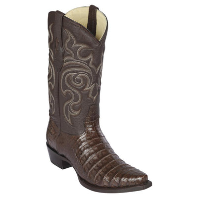 LOS ALTOS BOOTS MENS #948207 SNIP TOE | GENUINE CAIMAN BELLY BOOTS | COLOR BROWN image 0